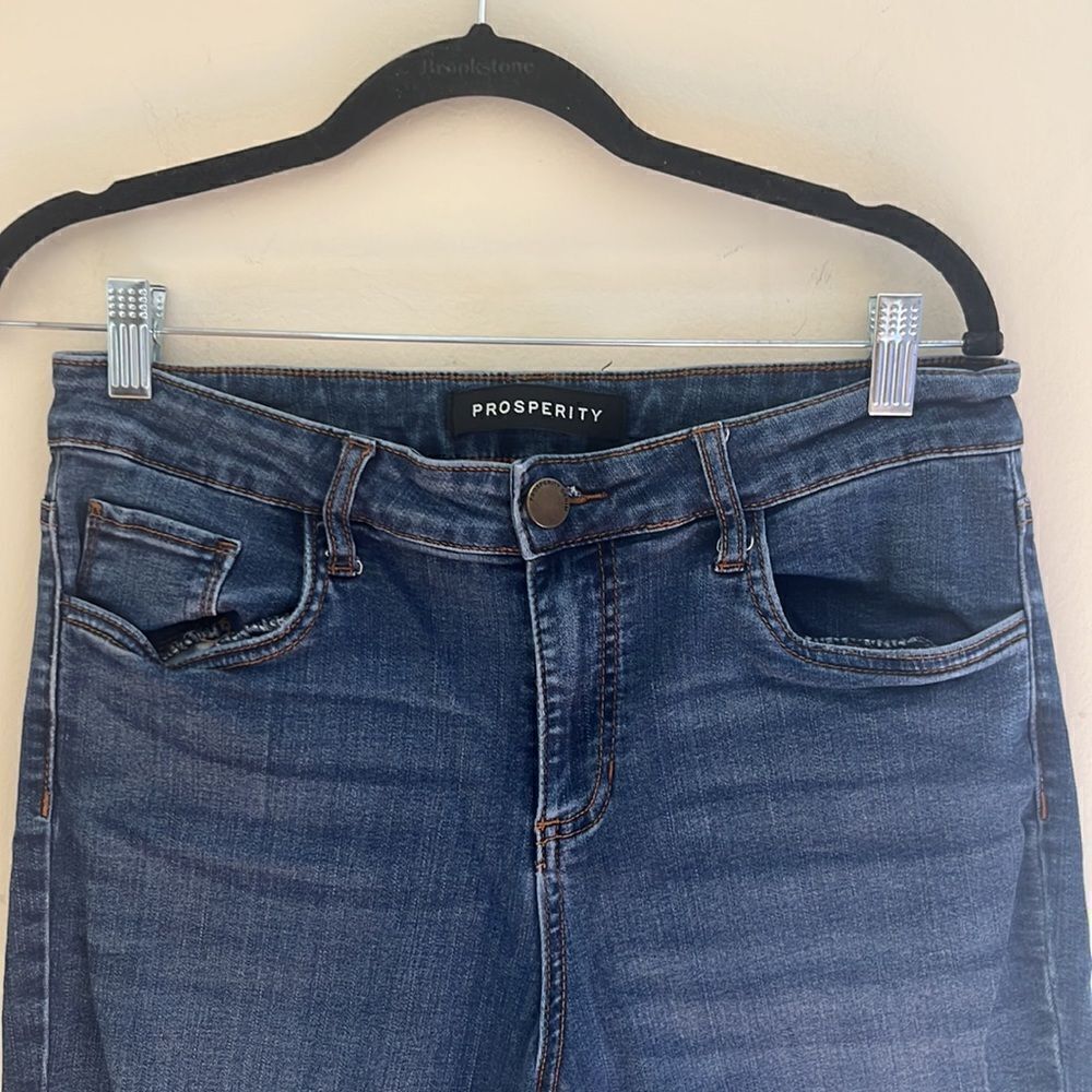 Prosperity Cropped Distressed Blue Jeans - Picture 3 of 7